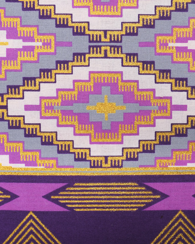 Tissu Wax Lurex Graphique Violet - Maison Klem